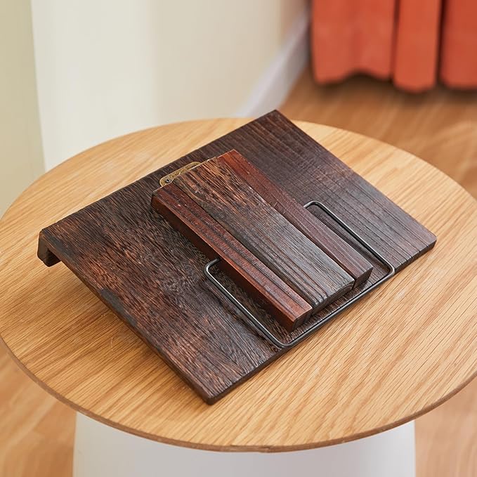 Wooden Book Stand Holder Adjustable,Portable Desktop Organizer for Cookbooks/Tablets,Hands Free Reading Rest with Ergonomic Design, Fits Books & iPads