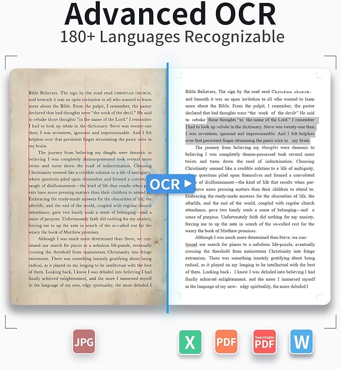 CZUR Shine Ultra Smart Portable Document Scanner, Thin Book Scanner with OCR, USB Document Camera for Desktop/Laptop, Capture Size A3, Compatible with Windows & Mac OS (Not for Android & iOS)