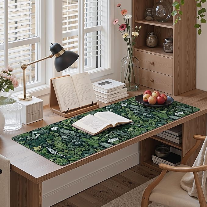 iCasso Desk Mat, Big Desk Pad, XXL Extended Gaming Mouse Pad, Large Mouse Pad for Desk Rubber Base Mousepad with Stitched Edges, Keyboard Mouse Mat (Dark Green)