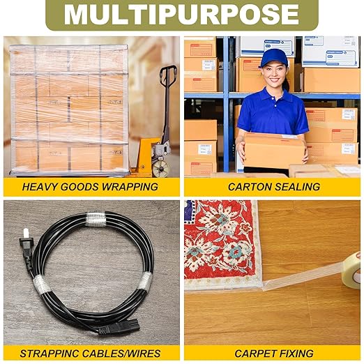 Treela 40 Rolls 1 Inch x 60 Yards Filament Strapping Tape 5.5 Mil Transparent Reinforced Fiberglass Heavy Duty Packing Shipping Tape for Sealing Binding Fixing