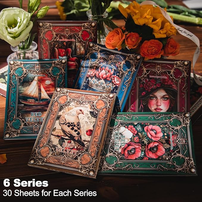 Vintage Scrapbook Paper Set, 180 PCS Ephemera Pack for Junk Journaling, Scrapbooking, Crafting, DIY Projects, Diaries, and Vintage Art Supplies