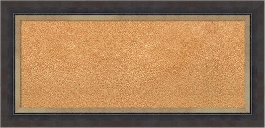 Amanti Art Natural Cork Board for Wall, 17x35 Vision Board with Black Wood Frame, Medium Corkboard Office Decor for Home Organization, Casual Corkboard Pinboard to Display Items for Home Organization