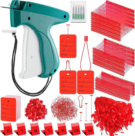 Chumia 3576 Pcs Stitch Tag Gun for Clothes, Quick Clothing Fixer, Tagging Gun with 3000 Barbs, 5 Needles and 100 Price Tags, Sewing Kit for Retail Stores, Garage Yard Sales(Red)