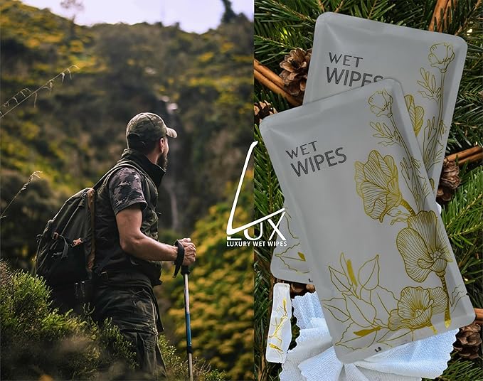 Luxury Wet Wipes, 100 Individually Wrapped Microfiber Textured Non-Scented Personal Hygiene Cleansing Wipes for women and men. Clean and refresh at the gym, camping, outdoors, and sporting events.