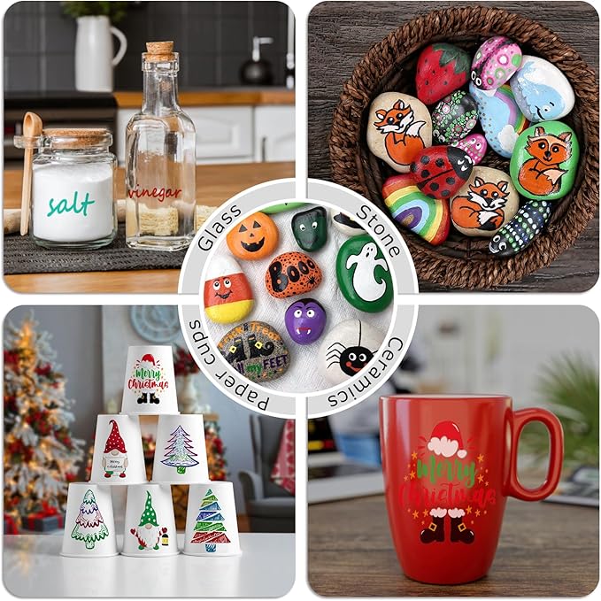 Gold Paint Markers, 8 Pack Oil-Based Waterproof Quick Dry Permanent Paint Pen Set for Rocks Painting, Wood, Fabric, Plastic, Canvas, Glass, Mugs, Metal, Tire, Stone, DIY Craft, Copper