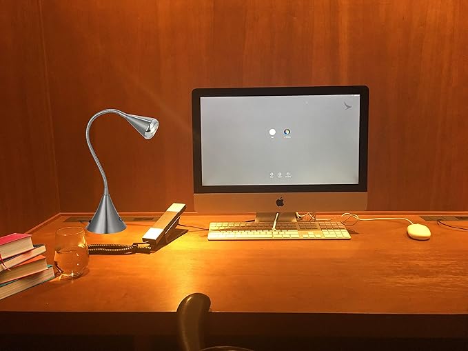 HomeFocus - Bedside Table Lamp,LED Desk Lamp,Reading Light,Eye-Caring for Reading Lamp,LED 5W,Touch dimmable Bedside lamp,Bedside Night Light,Metal,Satin Nickel.