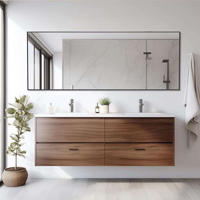 Simple Deluxe Full Length Mirror, Standing Mirror Full Body, Mirror Full Length for Home Wall Decor, 59"x16" Large Floor Mirror for Wall Door Bedroom Bathroom Living Room, Black