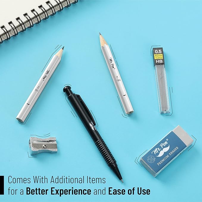 Mr. Pen- Geometry Set, 15 pcs, Light Grey, 6 Inch Swing Arm Protractor, Divider, Set Squares, Ruler, Compasses and Protractor