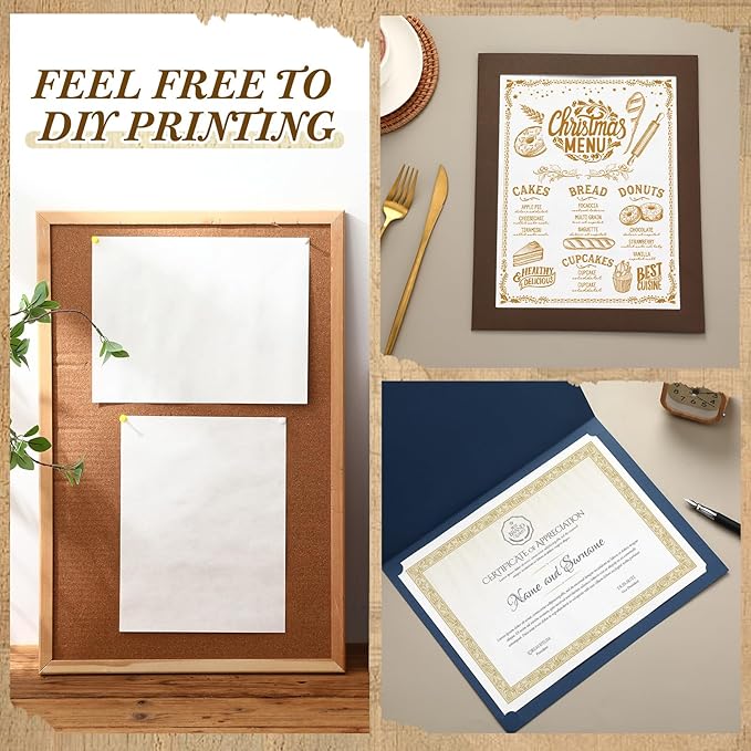 Epakh 200 Sheets Old Age Parchment Paper 8.5 x 11 Inch Standard Letter Vintage Colored Old Parchment Semblance Double Side Printing Paper(White)