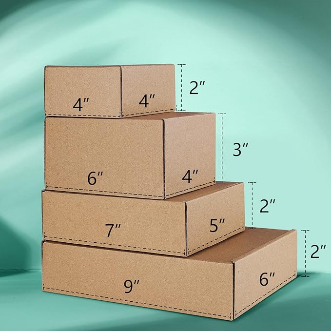 Eupako 7x5x2 Shipping Boxes Small Corrugated Cardboard Box - 25 Pack Brown Mailing Boxes for Packaging Small Business, Mailer Box