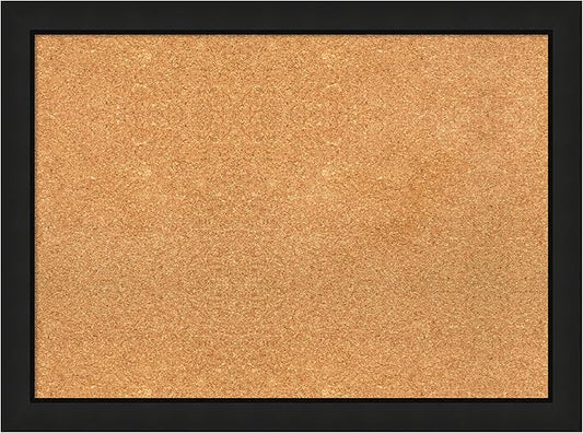Amanti Art Natural Cork Board for Wall, 23x31 Vision Board with Black Wood Frame, Medium Corkboard Office Decor for Home Organization, Casual Corkboard Pinboard to display items for home organization