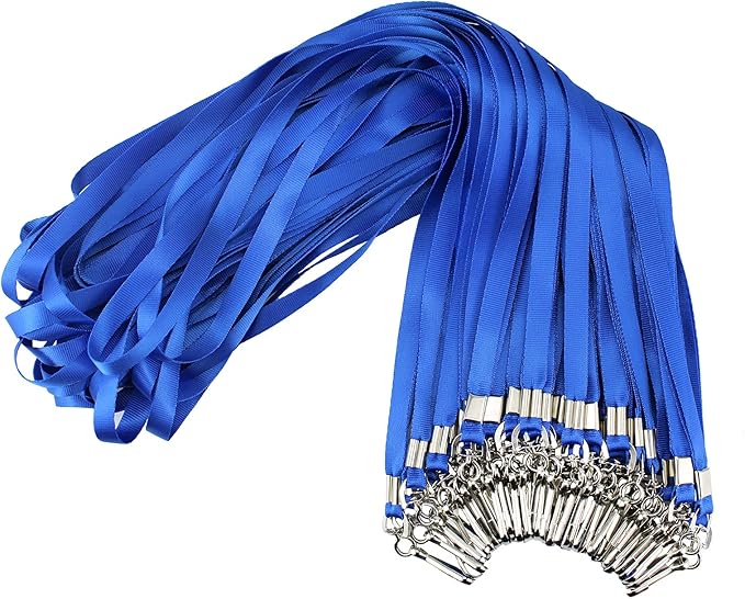 Blue Lanyards Bulk 50 packs Lanyards for ID Badges,Lanyards with Swivel Hook Clips for Name Tag Lanyard ID Holder