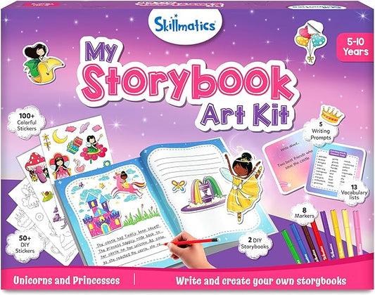 Skillmatics Storybook Art Kit - Create Fairytale Stories, DIY Craft & Writing Kit with 300+ Stickers, Scrapbooking & Journal Activity, Christmas Gifts for Kids Ages 5, 6, 7, 8, 9, 10