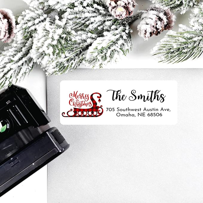 Personalized Christmas Return Address Labels - Custom Holiday Return Address Labels, Set of 120 Self Adhesive Mailing Rectangle Personalized Name Stickers (Pattern 5)