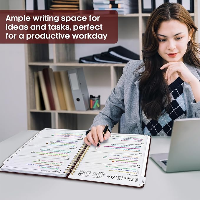 2026 Planner 8.5" x 11", Weekly and Monthly Calendar Planner Book, January 2026 - December 2026, Hardcover Spiral Planner with Monthly Tabs, Notes Pages, Perfect for Women & Men, A4 - Burgundy