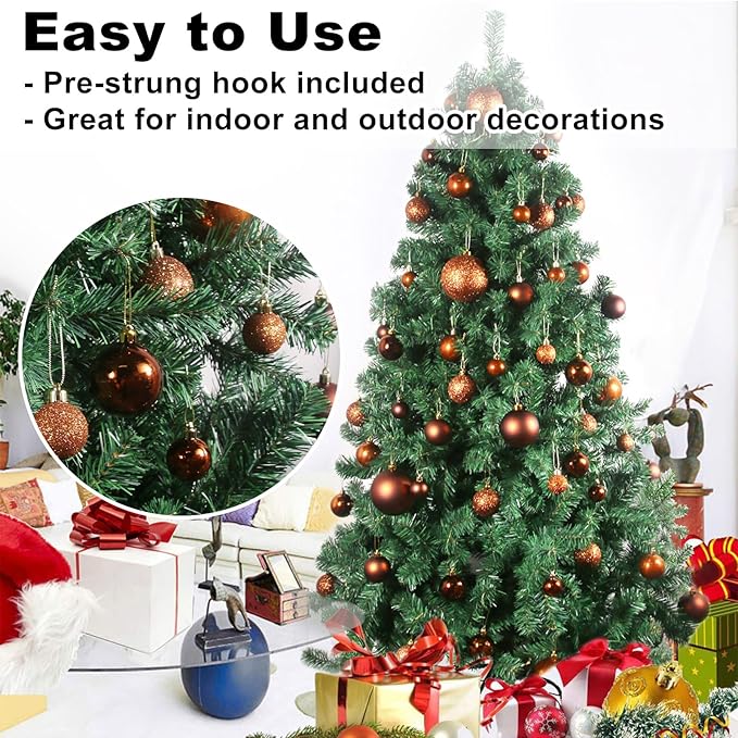 Bronze 1.6" Small Christmas Balls Christmas Tree Decoration Ornaments Shatterproof Hanging Balls for Birthday Halloween Holiday Wedding Decorations Set of 24pcs