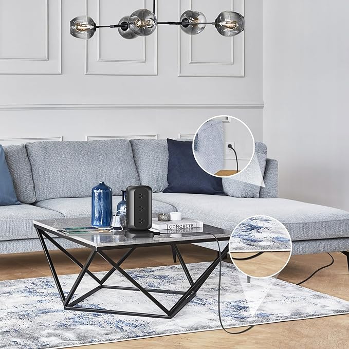 Power Strip Tower AOFO Surge Protector 12 AC Outlets with 4 USB(1 USB C) Ports Charging Station with Overload Protection, Widely Spaced Multiple Outlets with 10Ft Extension Cord for Home,Dorm & Office