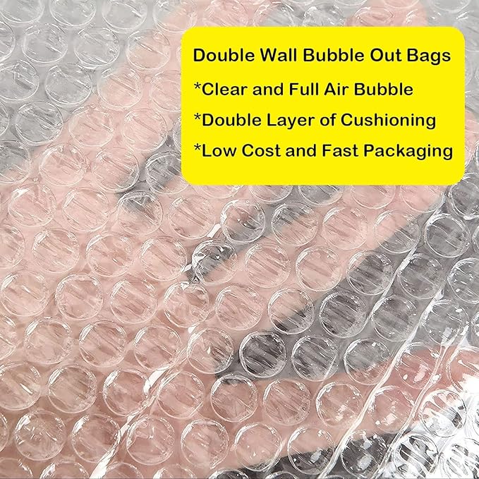 50PCS Clear Bubble Out Bag 12" x 16", Large Bubble Pouches Bags, Double Wall Shockproof Bubble Pouch Wrap Bag, Cushioning Protective Storage Bags for Moving, Shipping, Packing and Storage