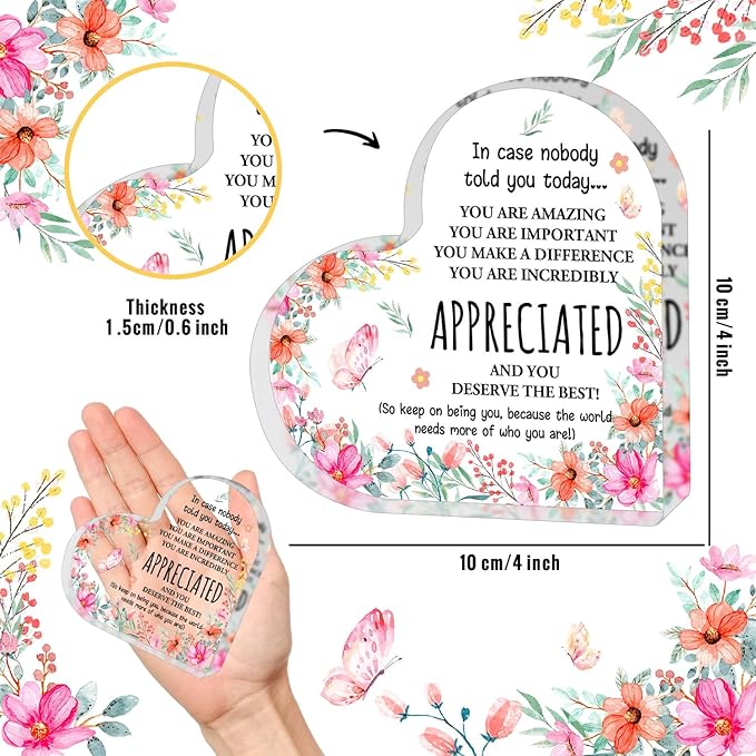 Appreciation Gifts for Women, Thank You Gifts, Affirmations Heart Shape Acrylic Sign, Inspirational Gifts, Office Gift, Graduation Gifts, Thank You Gifts For Women Nurse, Teacher, Boss, Coworker