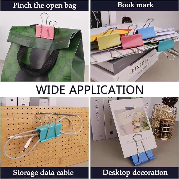 2.4-Inch Jumbo Colored Binder Clips, 12-Pack (4 Colors, 3 Pieces Each)