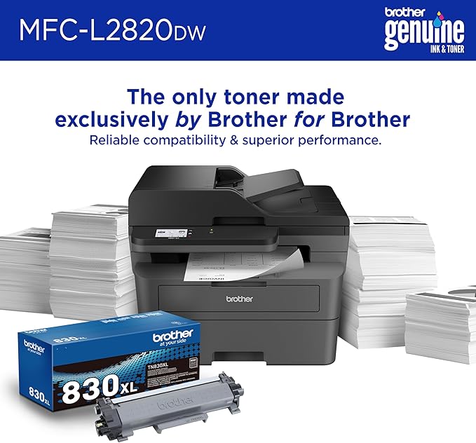 Brother MFC-L2820DW Wireless Compact Monochrome All-in-One Laser Printer with Copy, Scan and Fax, Duplex, Black & White | Includes Refresh Subscription Trial(1),(Renewed Premium)