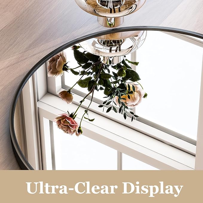 HARRITPURE Arched Full Length Mirror - 64" x 21" Large Floor Mirror Aluminum Frame Dressing Mirror with Stand for Bedroom/Living Room Wall Mounted, Black