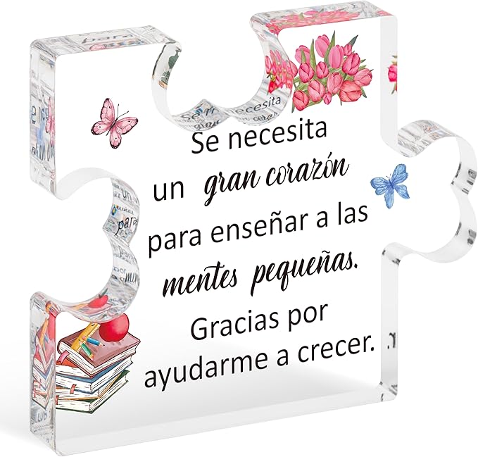 Yopyame Spanish Teacher Appreciation Gifts - Regalos para Maestra Acrylic Gifts Teacher’s Day Engraved Acrylic Puzzle Plaque End of Year Graduation Christmas Birthday Thanksgiving Gifts for Teacher