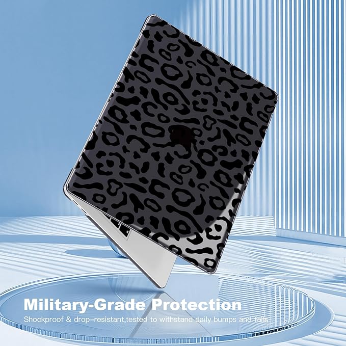 Teryeefi for MacBook Pro 13 inch Case A2338 M2 M1 Chip A2251 A2289 A2159 A1989 A1706 (2025 2024 2023 2022-2016), PC Hard Shell with Keyboard Cover Trackpad Film Type C Adapter - Black Leopard Skin 132