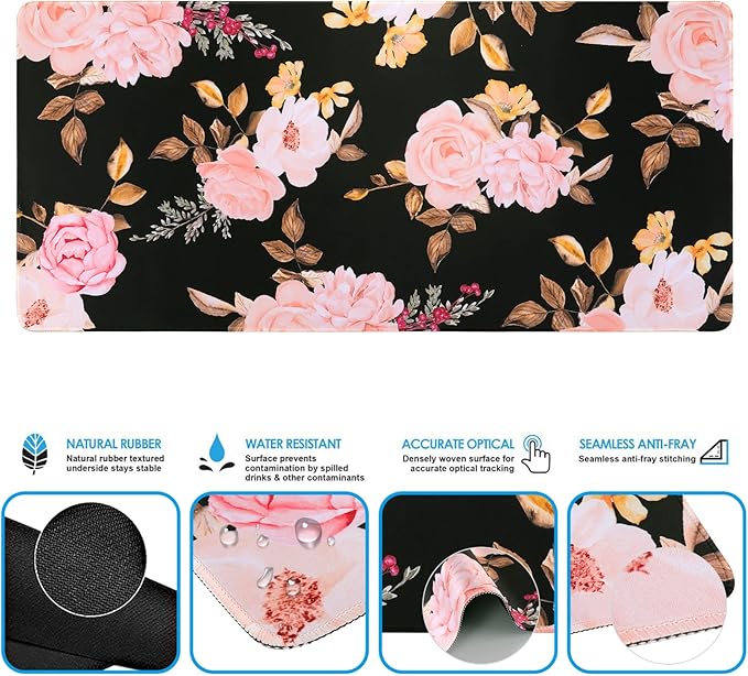 iCasso Keyboard Mouse Pad Set,Extended Gaming Mouse Pad + Keyboard Wrist Rest Support, Memory Foam, Easy Typing Pain Relief, 3Pcs (35.4×15.7 in) Large Ergonomic XXL Thick Mousepad Desk Mat