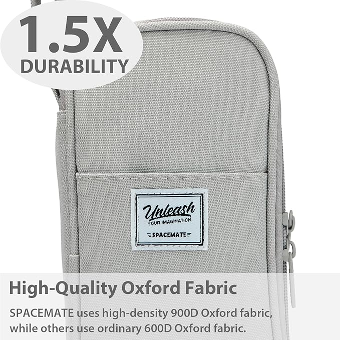 Pencil Case Pouch Box Bag School Supplies Girls Boys Kids, Cute Preppy Stuff Large Big Capacity Aesthetic Pen Organizer, Back to College Stationary, Gray, Classic Stlye, 1800ml