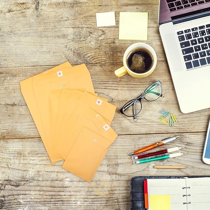 Zonon 100 Pieces 3 Sizes Clasp Envelopes Kraft Paper Catalog Clasp Envelope with Clasp Closure for Filing, Storing, Privacy Ensuring or Mailing Documents (9 x 12 Inch, 6 x 9 Inch, 5 x 7 Inch)