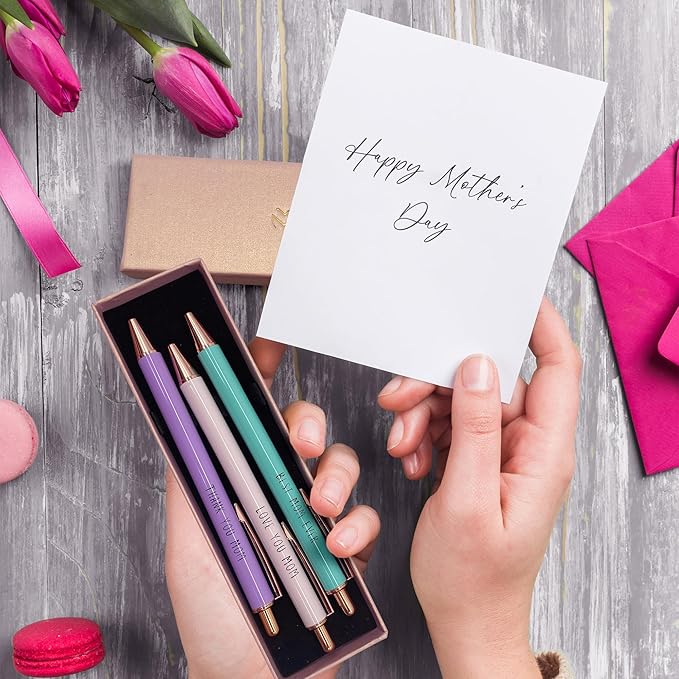 MESMOS 3Pk Fancy Pens for Mom, Mothers Day Gifts for Mom, Grandma Mothers Day Gift, Presents from Daughter or Son, Best Ever Smooth Writing Nice Pen Set