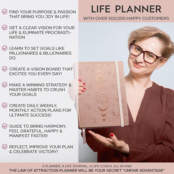 2026 Planner Weekly and Monthly | Law of Attraction Planner with Panduo App | A 12 Month Journey for Productivity, Gratitude & Goal Setting | Includes Foldable Vision Board, Gift Box & Stickers