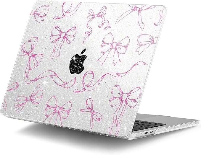 DONGKE Compatible with M4 MacBook Air 15 inch Case 2025-2023 A3241 A3114 A2941 M3 M2 Retina Display Touch ID, Plastic Hard Case & Keyboard Skin for MacBook Air 15" - Sparkly Clear Bows