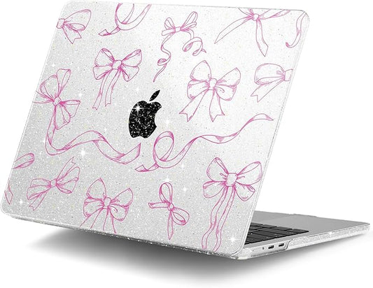 DONGKE Compatible with M4 MacBook Air 15 inch Case 2025-2023 A3241 A3114 A2941 M3 M2 Retina Display Touch ID, Plastic Hard Case & Keyboard Skin for MacBook Air 15" - Sparkly Clear Bows