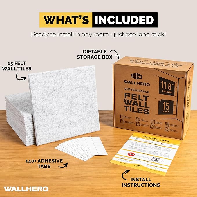 Office Cork Board, 59"x36" | 15 Pack | Large Cork Boards for Walls, Tac Board, Wall Protector for Dart Board, Corks Boards, Corkboard for Wall, Felt Board Tiles (Gray Marble)