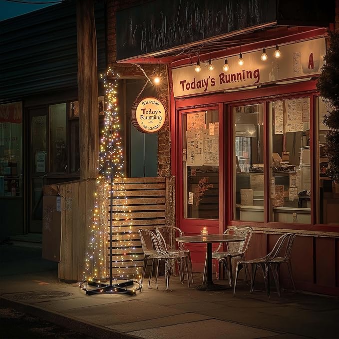 Yescom 9' Large 640 LED Christmas Tree Lights Outdoor with Star Top Cone Solar 8 Function Yard Shopping Mall Cafe Restaurant Store Bar Deck Event Holiday Xmas Decoration Multi-Color Vast-Starry