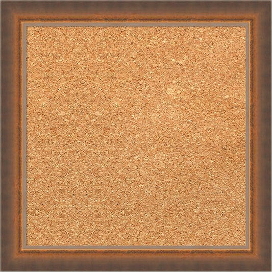 Amanti Art Natural Cork Board for Wall, 14x14 Vision Board with Bronze Frame, X-Small Corkboard Office Decor for Home Organization, Modern Corkboard Pinboard to Display Items for Home Organization in