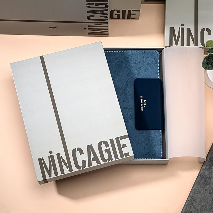 MINICAGIE Lined Leather Journals for Writing A5 Journaling Notebooks with 100 GSM Thick Paper Journal Notebook for Men & Women with Buckle Closure, Work Travel Note Taking Diary 5.7" x 8.3", Blue