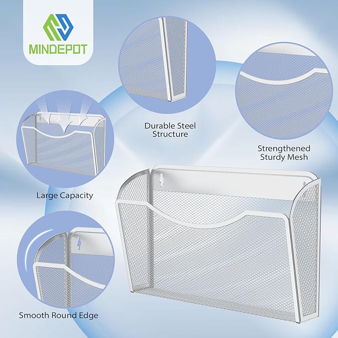 Wall File Organizer,Hanging Wall Mounted File Folder Binder Holder Mail Organizer for Office,Home and School Supplies