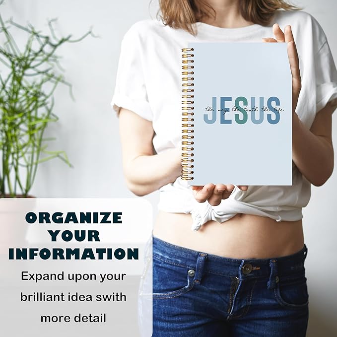 Boho Christian Notebook Journal, Christian Gifts for Women, Bible Notebooks for Note Taking, Bible Journaling Notebook, Jesus the Way the Truth the Life Hardcover Spiral Notebook 5.5x8.3 blue