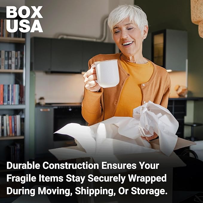 BOX USA Newsprint Packing Paper Sheets 1,600 Sheets (50 lbs.) Pre-Cut 24" x 18" Large Packing Paper Sheets for Moving, Shipping & Storage, Perfect Moving Supplies