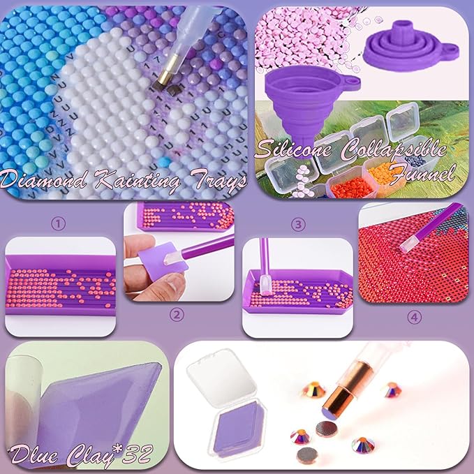 NLXCXUCY 158pcs Diamond Art Accessories Kit All-Inclusive Diamond Painting Tool Set with A4 Diamond Painting Light Pad,Diamond Art Sealer Glue,Diamond Correction,Pens Storage Box for DIY Craft