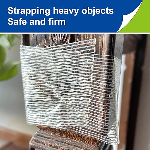 8-Pack Filament Strapping Tape 6.3mil x 1inch x 27yds Commodity Grade Heavy Duty Transparent Reinforced Fiberglass Tape, Thickened and Super Sticky