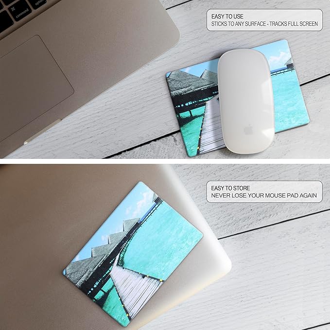 Mouse Pad Adhesive Bottom - Sticks to Any Surface - Portable - Webcam Covers and Screen Cleaner Included (5 Pack - TOP Picks)