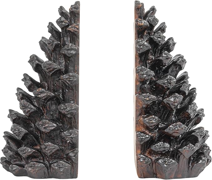 Creative Co-Op Pinecone Shaped Resin Bookends (Set of 2 Pieces)