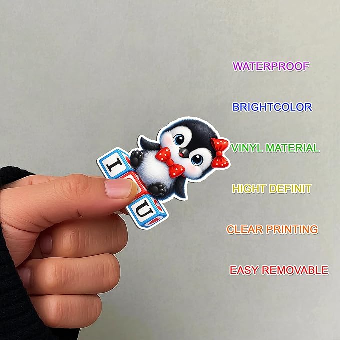 100 PCS Penguin Stickers Pack, Cute Chibi Cartoon Vinyl Waterproof Decals for Kids Teens Adults Girls Boys, Funny Animal Stickers for Laptop Water Bottle Scrapbook Wall Car Notebook Gift Xmas