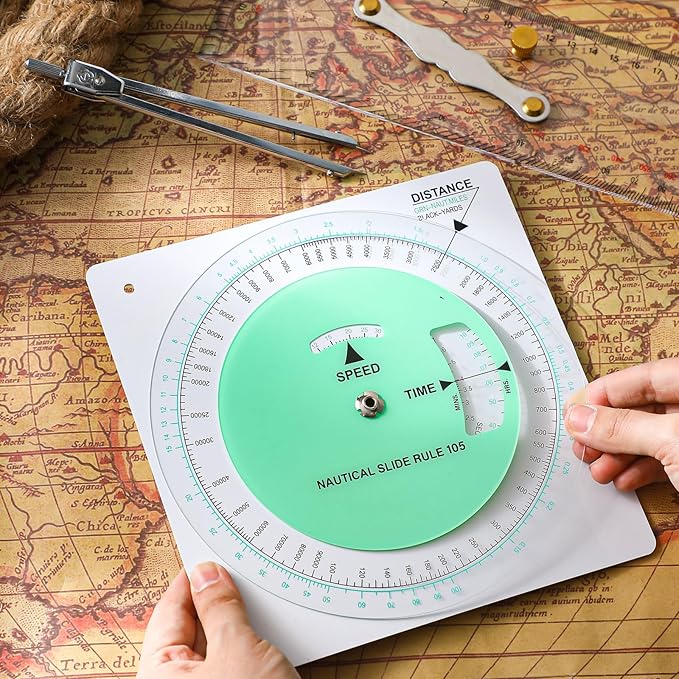 3 Pcs Marine Navigation Kit, Basic Navigation Set Include 18" Marine Parallel Ruler with Clear Scales, 8" Diameter Nautical Plotter Protractor, 6" Fixed Point Divider for Boat Accessories