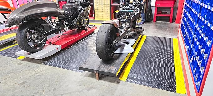 Rhino Mats, American Classic Diamond Anti-Fatigue Mats, Industrial Ergonomic Comfort Standing Mat for Work, Home, Garage, Office, Kitchen or Anywhere (Black/Yellow 1" Thick, 4 FT. x 4 FT.)