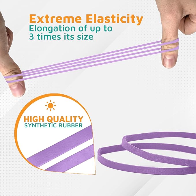 PlasticMill Lavender Rubber Bands Size 33 (3 1/2" x 1/8") - #33 Colored Rubber Bands Office Supplies - Strong, Elastic Bands for Crafts, Balloon Garland, Cash, File Folders (100-Pack)